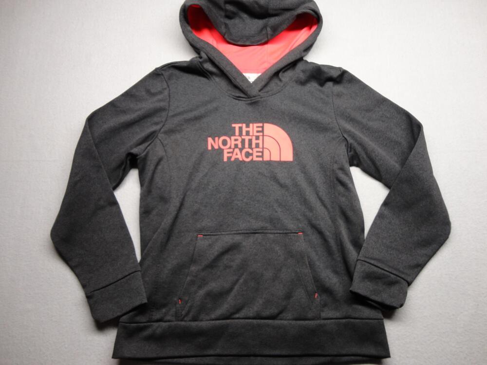 The North Face Hoodie Womens Large Gray Fleece Logo Pullover Kangaroo Pocket
